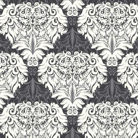 Rendezvous damask in Gray by Anthology Fabrics