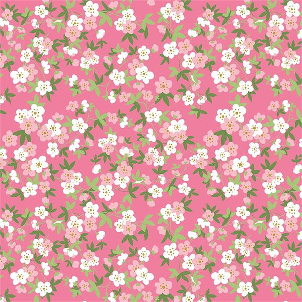 Safari Party Floral on Pink with Gold Metallic Sparkle by Melissa Mortenson for Riley Blake Designs