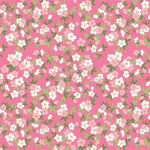 Safari Party Floral on Pink with Gold Metallic Sparkle by Melissa Mortenson for Riley Blake Designs