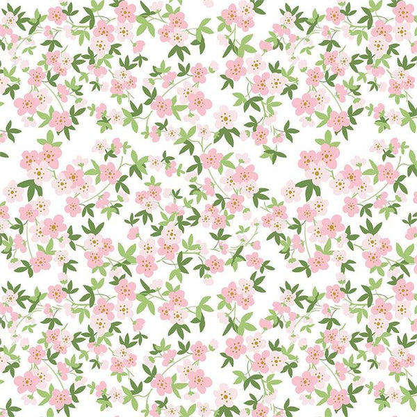 Safari Party Floral on White with Gold Metallic Sparkle by Melissa Mortenson for Riley Blake Designs