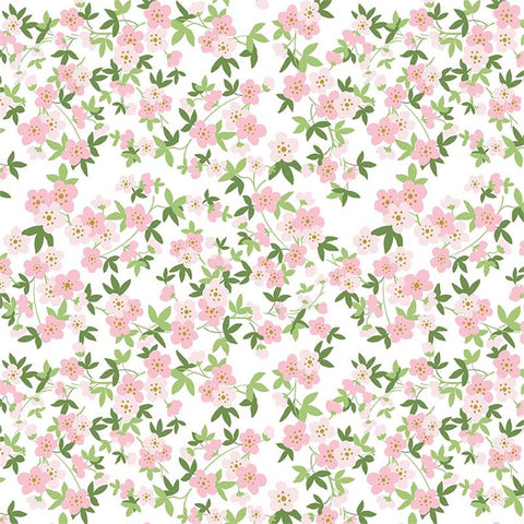 Safari Party Floral on White with Gold Metallic Sparkle by Melissa Mortenson for Riley Blake Designs