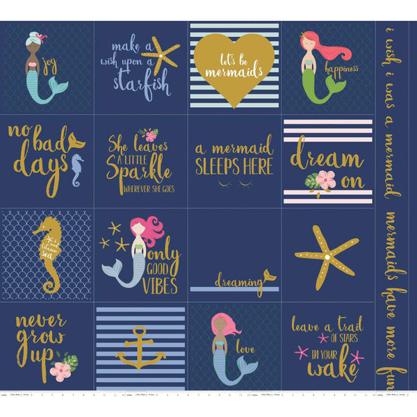 Let's Be Mermaids Panel Navy
