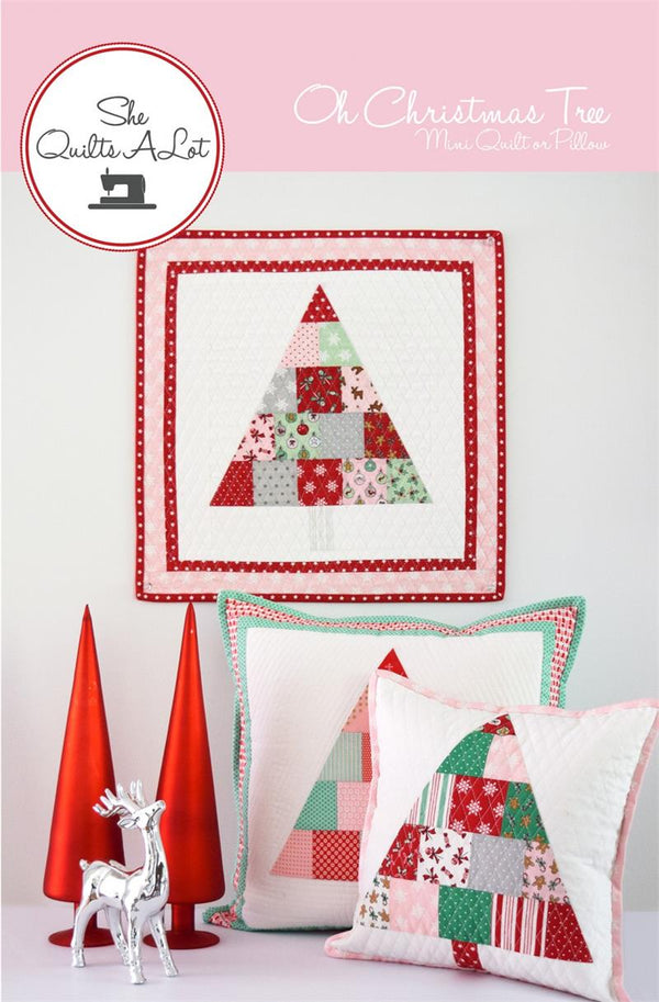 Oh Christmas Tree Mini Quilt or Pillow Pattern by She Quilts A Lot