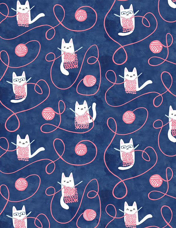 Creative Cats Kitty Knitting in Multi by Clara Jean