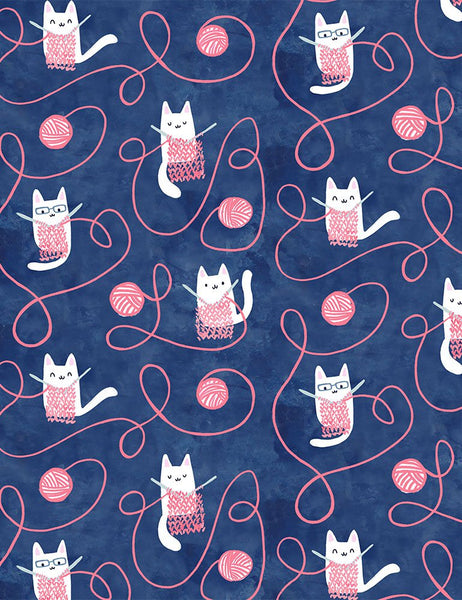 Creative Cats Kitty Knitting in Multi by Clara Jean