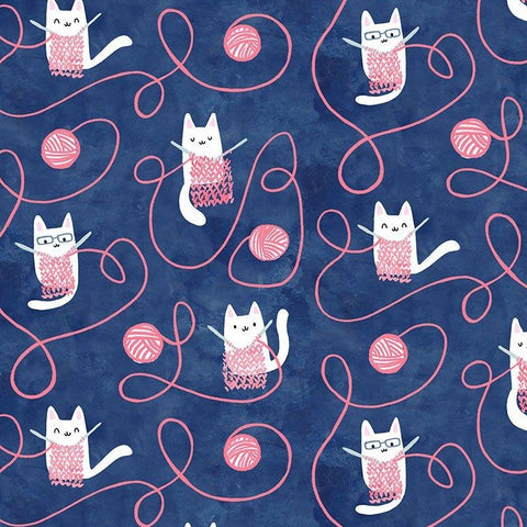 Creative Cats Kitty Knitting in Multi by Clara Jean STELLA-DCJ1686-MULTI