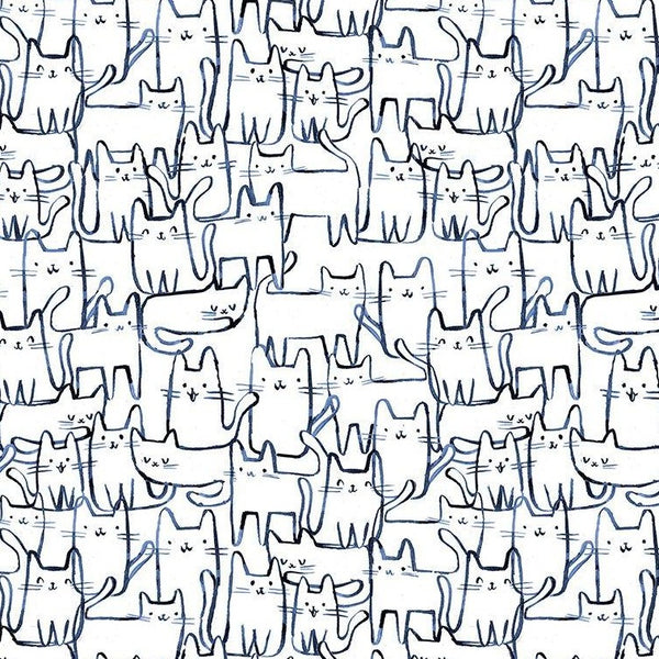 Creative Cats Wait a Meow-Ment in White by Clara Jean STELLA-DCJ1689-WHITE