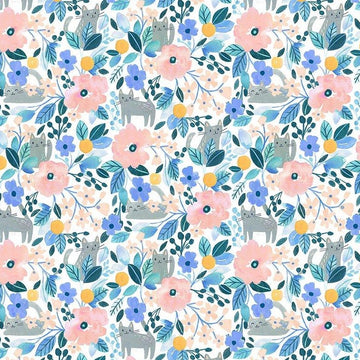 Summer Lovin Kitty Floral in Mutli by Clara Jean STELLA-DCJ1742