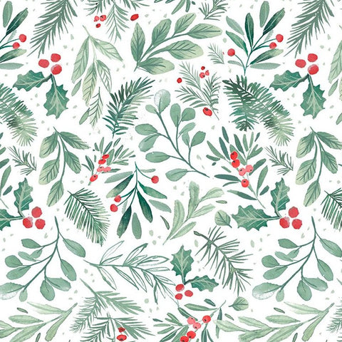 Snow Much Fun Holly & Pine in White by Clara Jean STELLA-DCJ2198