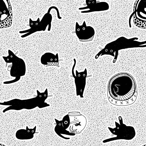 Les Chats Noir Chillin in White by Leezaworks STELLA-LW1768