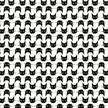 Les Chats Noir Cat Heads in White by Leezaworks STELLA-LW1770