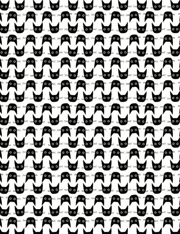 Les Chats Noir Cat Heads in White by Leezaworks