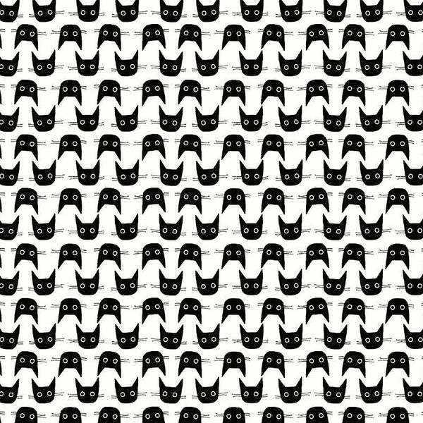 Les Chats Noir Cat Heads in White by Leezaworks STELLA-LW1770