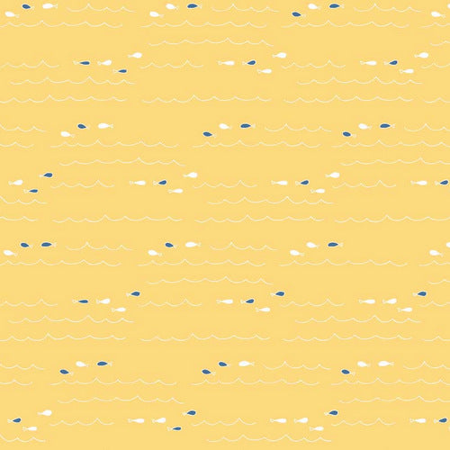 Saltwater Fish on Yellow by Cinderberry Stitches for Riley Blake Designs