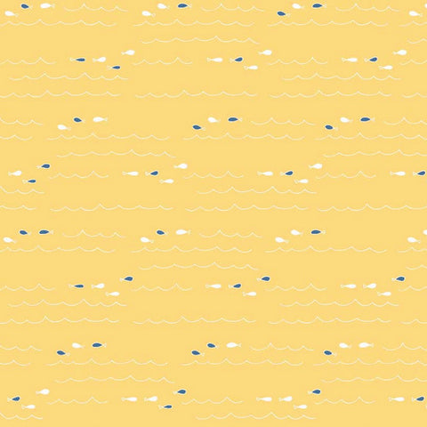 Saltwater Fish on Yellow by Cinderberry Stitches for Riley Blake Designs
