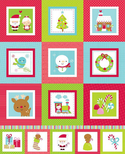 Santa Express Santa Panel in Blue by Riley Blake