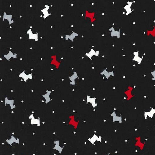 Scottie Toss on Black by Michael Miller Fabrics
