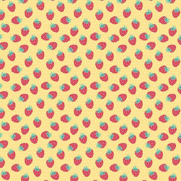 Shabby Strawberry Berry on Yellow by Emily Hayes for Riley Blake Designs