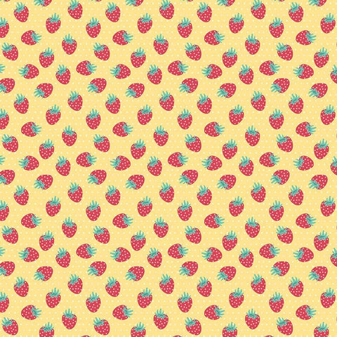 Shabby Strawberry Berry on Yellow by Emily Hayes for Riley Blake Designs