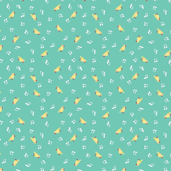Shabby Strawberry Birds on Teal by Emily Hayes for Riley Blake Designs