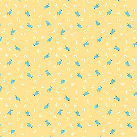 Shabby Strawberry Birds on Yellow by Emily Hayes for Riley Blake Designs