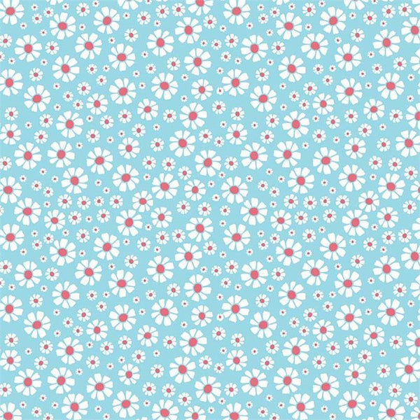 Shabby Strawberry Daisy on Blue by Emily Hayes for Riley Blake Designs