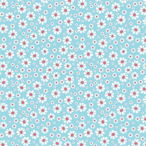 Shabby Strawberry Daisy on Blue by Emily Hayes for Riley Blake Designs