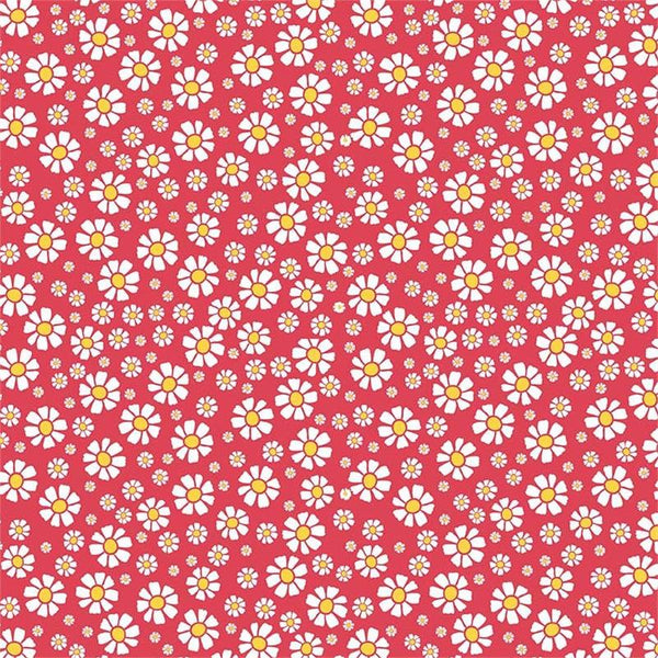 Shabby Strawberry Daisy on Red by Emily Hayes for Riley Blake Designs