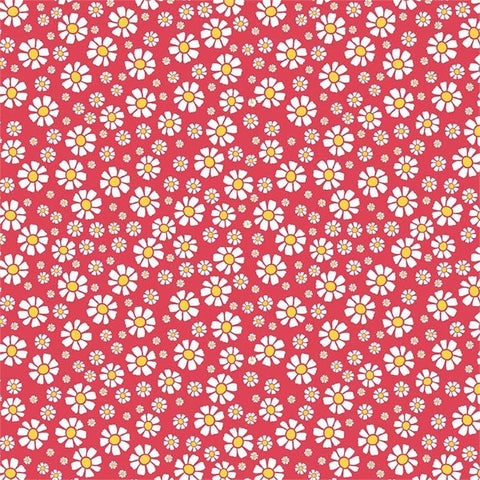 Shabby Strawberry Daisy on Red by Emily Hayes for Riley Blake Designs