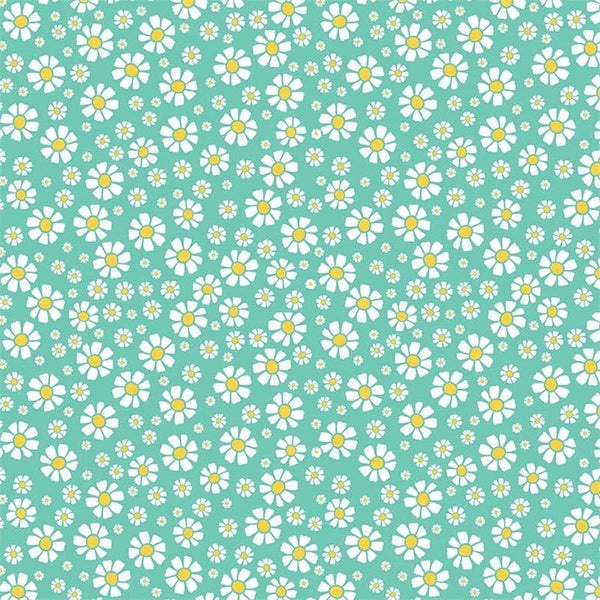 Shabby Strawberry Daisy on Teal by Emily Hayes for Riley Blake Designs