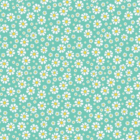 Shabby Strawberry Daisy on Teal by Emily Hayes for Riley Blake Designs