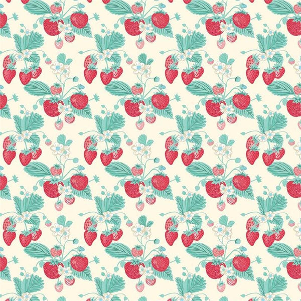 Shabby Strawberry Main in Cream by Emily Hayes for Riley Blake Designs