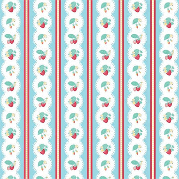 Shabby Strawberry Stripe in Blue by Emily Hayes for Riley Blake Designs
