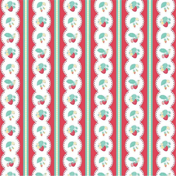 Shabby Strawberry Stripe in Red by Emily Hayes for Riley Blake Designs