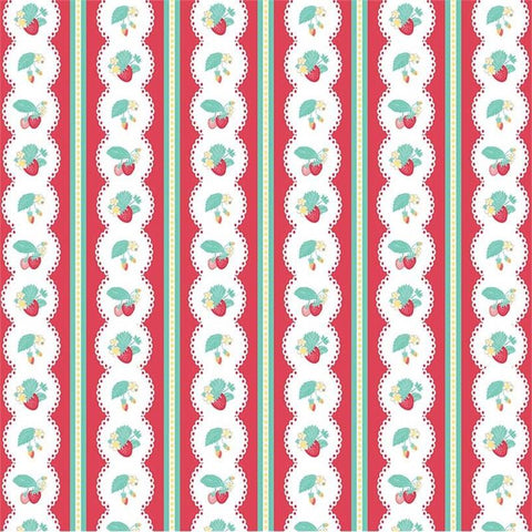 Shabby Strawberry Stripe in Red by Emily Hayes for Riley Blake Designs