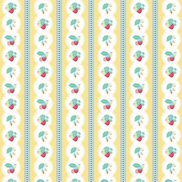 Shabby Strawberry Stripe in Yellow by Emily Hayes for Riley Blake Designs