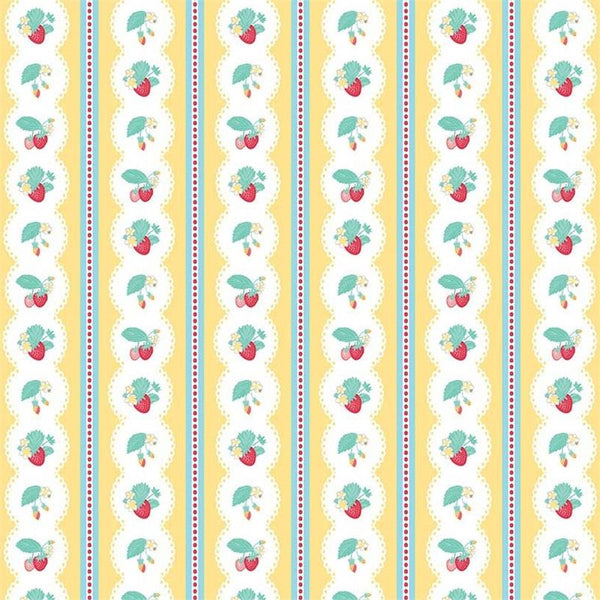 Shabby Strawberry Stripe in Yellow by Emily Hayes for Riley Blake Designs