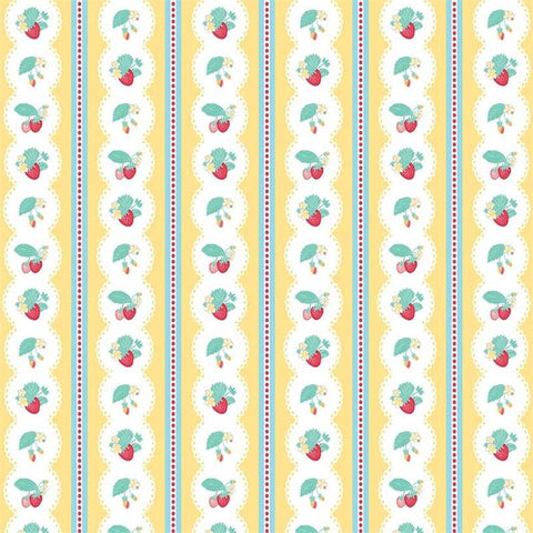 Shabby Strawberry Stripe in Yellow by Emily Hayes for Riley Blake Designs