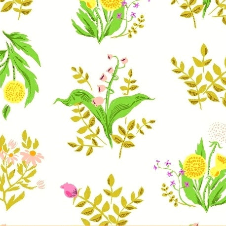 Sleeping Porch Bouquet on White by Heather Ross for Windham Fabrics