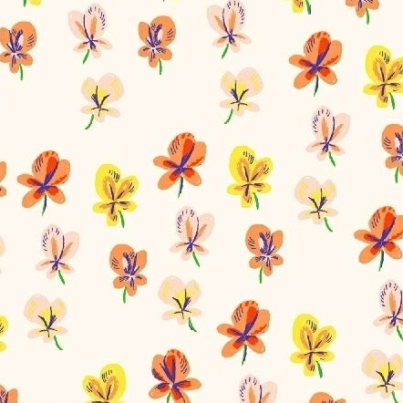 Sleeping Porch Pansies on cream by Heather Ross for Windham Fabrics