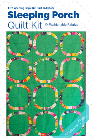 Free Wheeling Single Girl Quilt Kit with Sleeping Porch Collection on Green