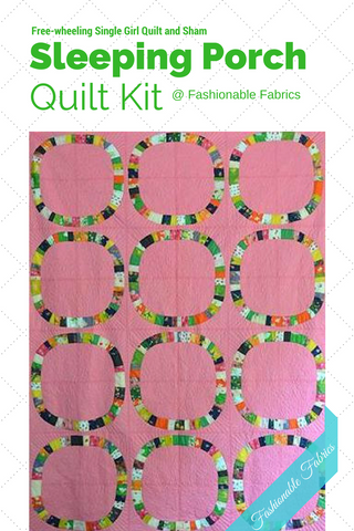 Free Wheeling Single Girl Quilt Kit with Sleeping Porch Collection on Pink