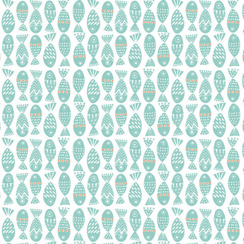 Snow Day Here Fishy Fishy in Blue by Blend Fabrics