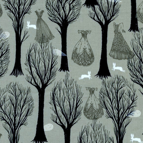 Spellbound Haunted Forest in Grey by Sarah Watts for Cotton and Steel
