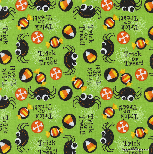 Spiders on lime by Timeless Treasures