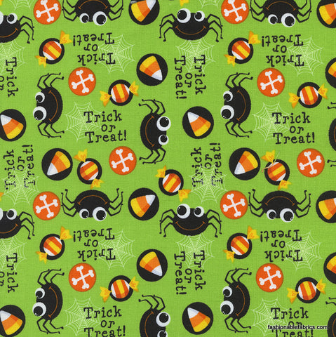 Spiders on lime by Timeless Treasures