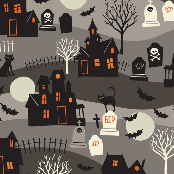 Spooktacular Haunted Grey by Blend Fabrics
