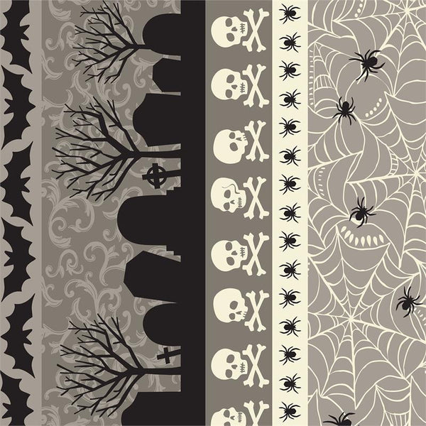 Spooktacular Spooky Stripe in Grey by Blend Fabrics