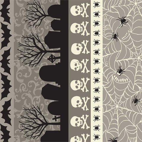 Spooktacular Spooky Stripe in Grey by Blend Fabrics