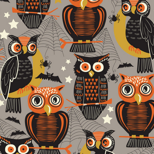 Spooktacular Who's There on Grey by Blend Fabrics